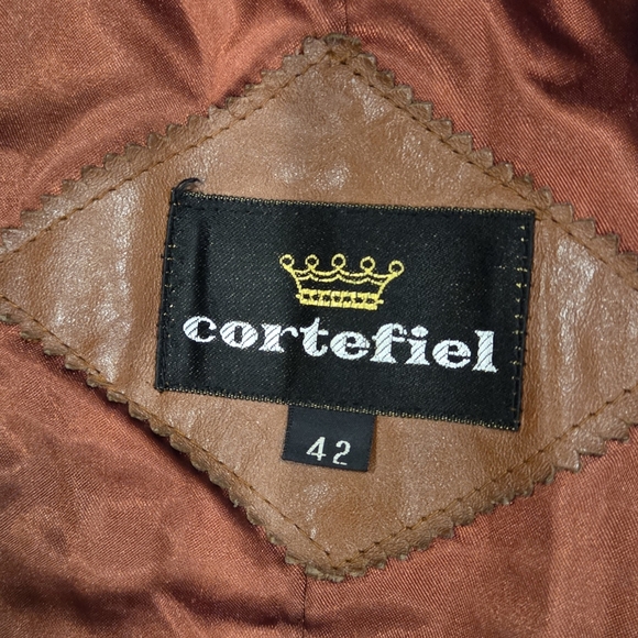 Men's Cortefiel Vintage Brown Leather Coat - Picture 4 of 10